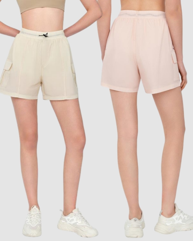 Women Lined Sports Pockets Outdoor Running Shorts S-XL