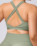 Women Sleeveless Solid Color Pilates Plus Size Sports Bra XL-3XL