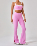 Women Colorblock High Waist Wide Leg Pants Yoga Sports Two Piece Sets S-XL