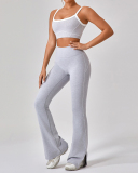 Women Colorblock High Waist Wide Leg Pants Yoga Sports Two Piece Sets S-XL