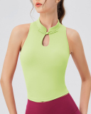 Women Stand Neck Sleeveless Running Sports Vest S-XL
