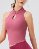 Women Stand Neck Sleeveless Running Sports Vest S-XL