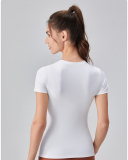 Women Crew Neck Solid Color Short Sleeve Running Quick Drying T-shirt S-XL
