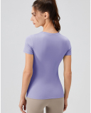 Women Crew Neck Solid Color Short Sleeve Running Quick Drying T-shirt S-XL