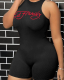 Letter Printed Women Summer Trendy Jumpsuit XS-XL