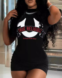 Short Sleeve Women Printed Mini Dress XS-3XL