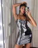 Sliver Grey Women Summer Party Dress S-XL