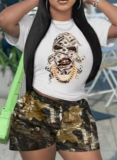 Printed Women Summer Short Sleeve Two Piece Short Set XS-3XL