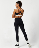 Colorblock Women Fitness Sports Yoga Two-piece Sets S-L