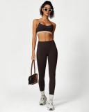 Colorblock Women Fitness Sports Yoga Two-piece Sets S-L
