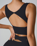 Women Hollow Out Back Square Collar Fixed Cup Running Vest S-XL