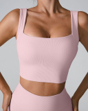 Women Hollow Out Back Square Collar Fixed Cup Running Vest S-XL