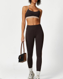 Colorblock Women Fitness Sports Yoga Two-piece Sets S-L