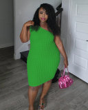 Single Shoulder Women Plus Size Summer Dress XL-5XL