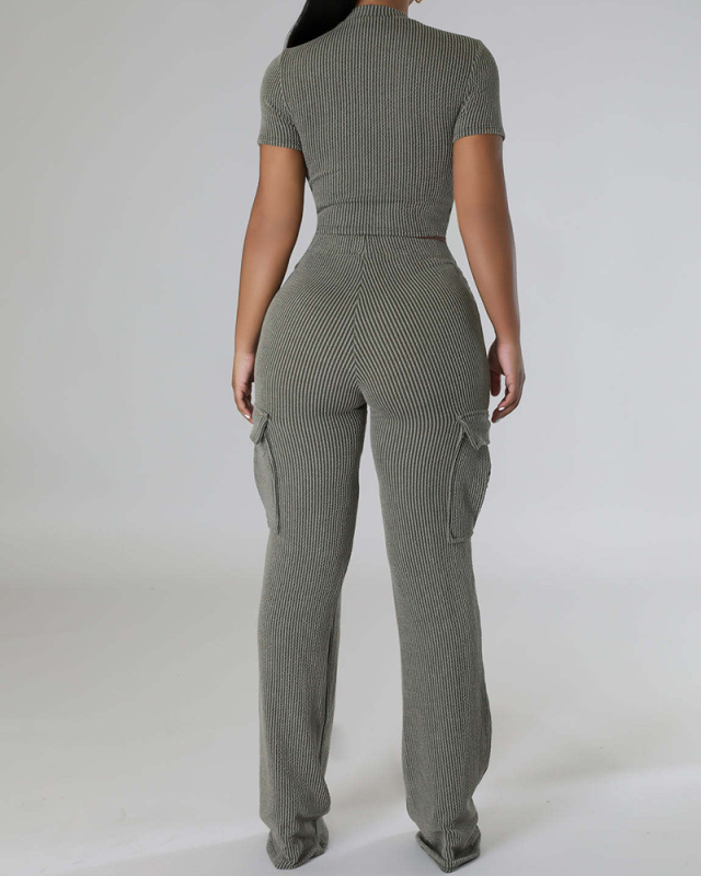 Hot Sale Solid Color Women Two Piece Pant Set S-XXL