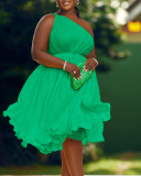Plus Size Single Shoulder Casual Dress S-3XL