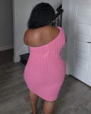 Single Shoulder Women Plus Size Summer Dress XL-5XL
