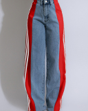 Elastic Women New Colorblock Jean Pants S-XXL
