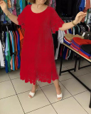 Plus Size Lace Short Sleeve Women Dress S-5XL