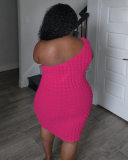 Single Shoulder Women Plus Size Summer Dress XL-5XL