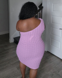 Single Shoulder Women Plus Size Summer Dress XL-5XL