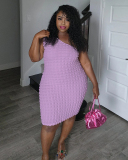 Single Shoulder Women Plus Size Summer Dress XL-5XL