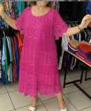Plus Size Lace Short Sleeve Women Dress S-5XL