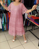 Plus Size Lace Short Sleeve Women Dress S-5XL