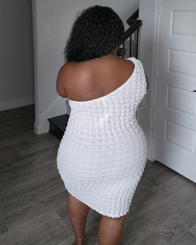 Single Shoulder Women Plus Size Summer Dress XL-5XL