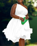 Plus Size Single Shoulder Casual Dress S-3XL