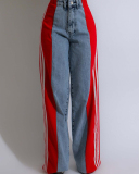 Elastic Women New Colorblock Jean Pants S-XXL