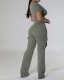 Hot Sale Solid Color Women Two Piece Pant Set S-XXL