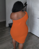 Single Shoulder Women Plus Size Summer Dress XL-5XL