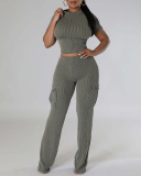 Hot Sale Solid Color Women Two Piece Pant Set S-XXL