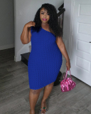 Single Shoulder Women Plus Size Summer Dress XL-5XL
