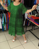 Plus Size Lace Short Sleeve Women Dress S-5XL