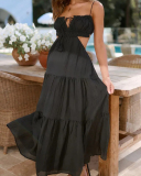 Black Hollow Out Summer Beach Long Dress S-XL