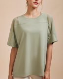 New Women Patchwork Mesh Shoulder Fitness Running T-shirt S-XL