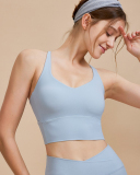 Women Sling V Neck Wrap Back Solid Color Fitness Running Yoga Vest S-L