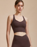 Women Sling V Neck Wrap Back Solid Color Fitness Running Yoga Vest S-L