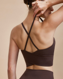 Women Sling V Neck Wrap Back Solid Color Fitness Running Yoga Vest S-L
