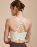 Women Sling V Neck Wrap Back Solid Color Fitness Running Yoga Vest S-L