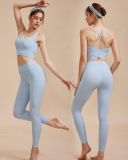 Women Sling V Neck Wrap Back Solid Color Fitness Running Yoga Vest S-L