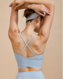 Women Sling V Neck Wrap Back Solid Color Fitness Running Yoga Vest S-L
