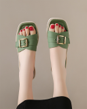 Women Buckle Decor Slides Sandals