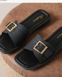 Women Buckle Decor Slides Sandals