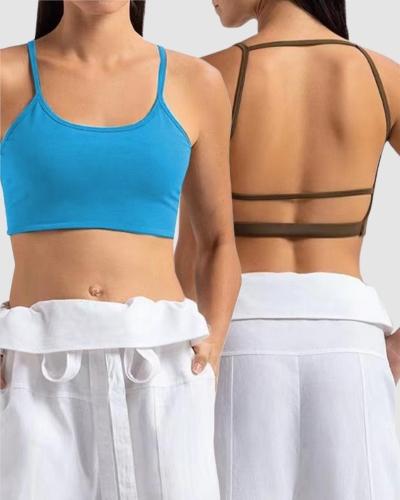 Women Hollow Out Backless Quick Drying Dance Running Vest S-L