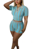 V-neck Stripe Women Wholesale 2 piece Outfit