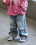 Children Kids Boys Patchwork Loose Cool Jeans Pants 90-140