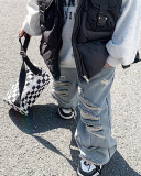 Kids Hollow Out Cool Jean Pants Blue 90CM-140CM